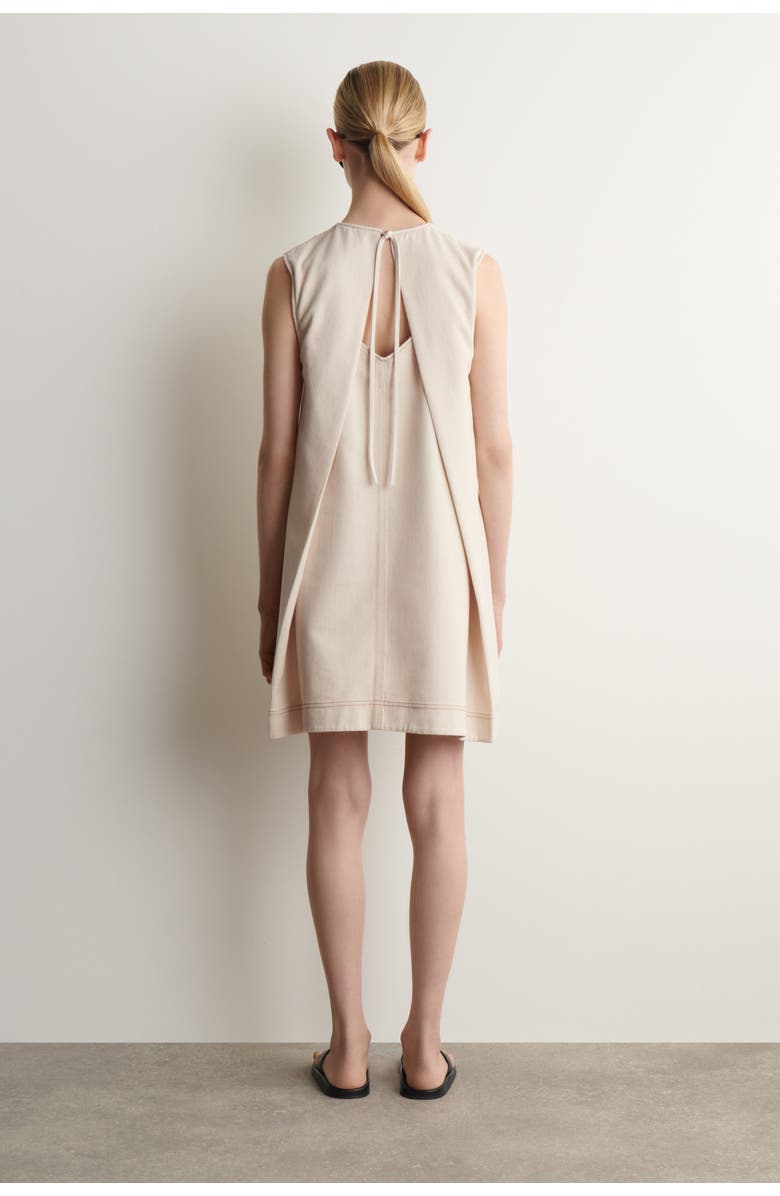 COS V-neck Open-back Denim Mini Dress, Alternate, color, Ecru