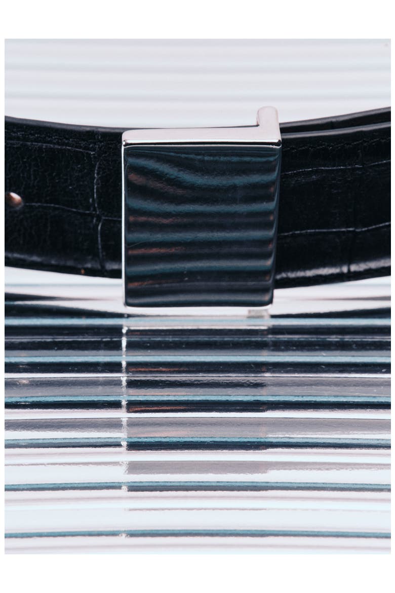 Brandt Alligator Embossed Leather Belt, Alternate, color, BLACK ALLIGATOR/ SILVER