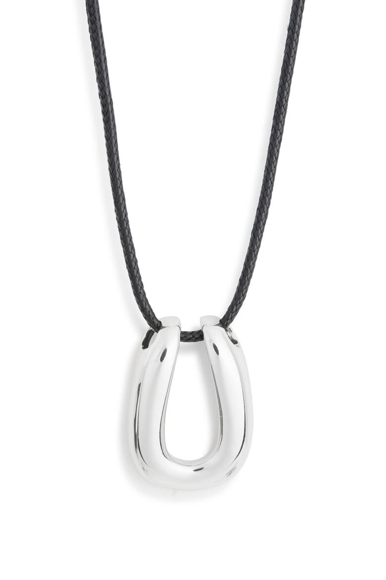 Horseshoe Cord Necklace, Main, color, SILVER