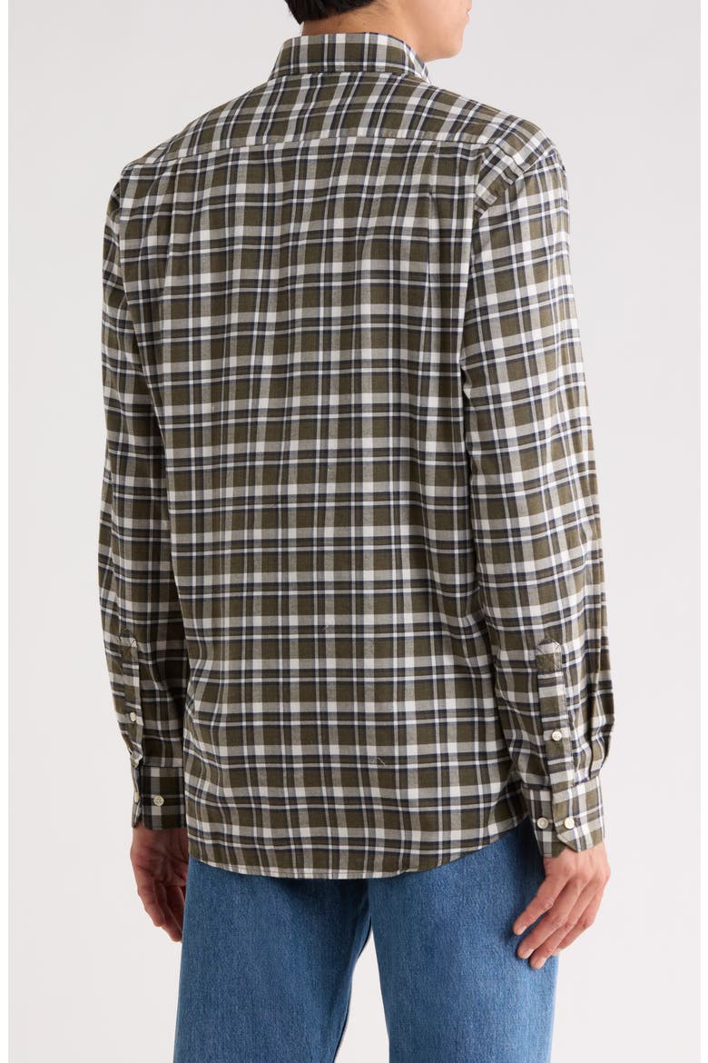 Turville Regular Fit Plaid Cotton Button-Down Shirt, Alternate, color, OLIVE