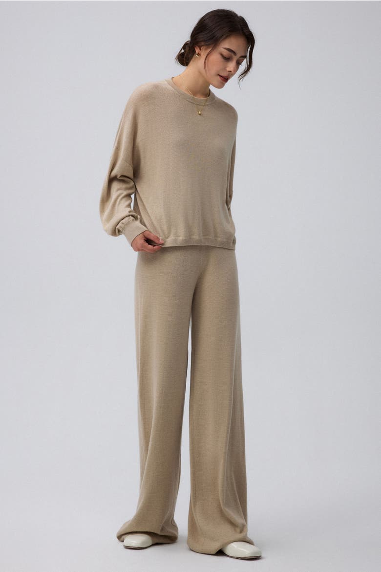 Nilo Knitted Pull-on Pants, Alternate, color, beige