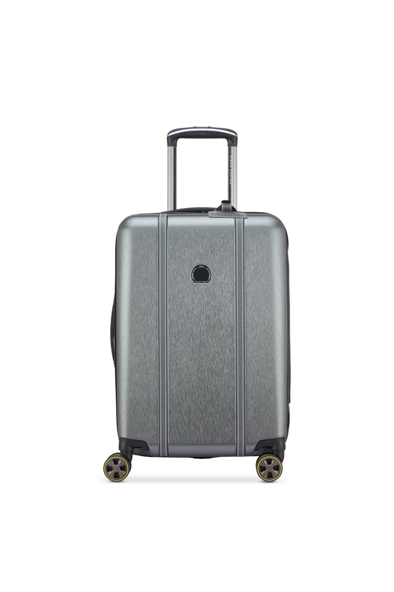 Cadence Hardside Expandable 20" Carry On Spinner Luggage, Alternate, color, Brushed Silver