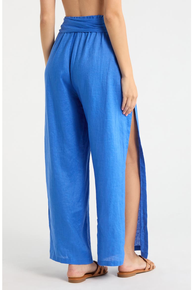 Tie Side Linen Cover-Up Pants, Alternate, color, SAPPHIRE BLUE