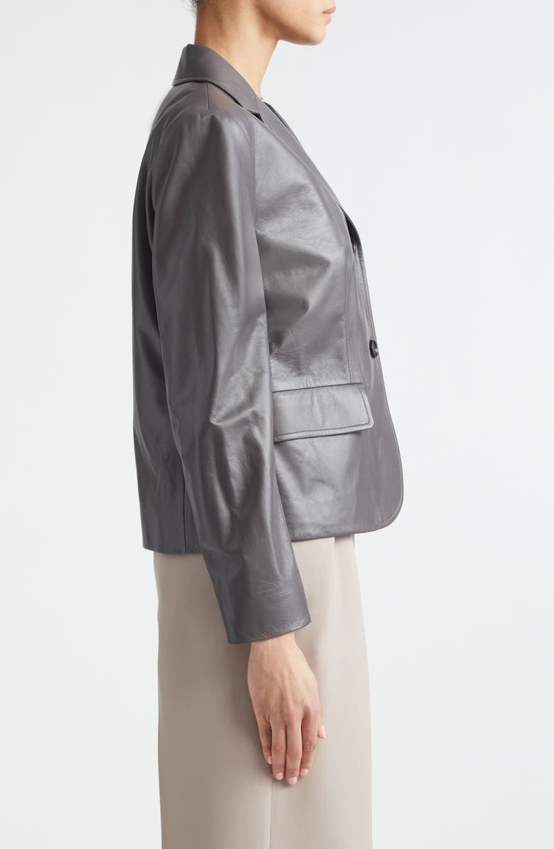 Jil Sander Crop Napa Leather Blazer, Alternate, color, Volcanic Glass