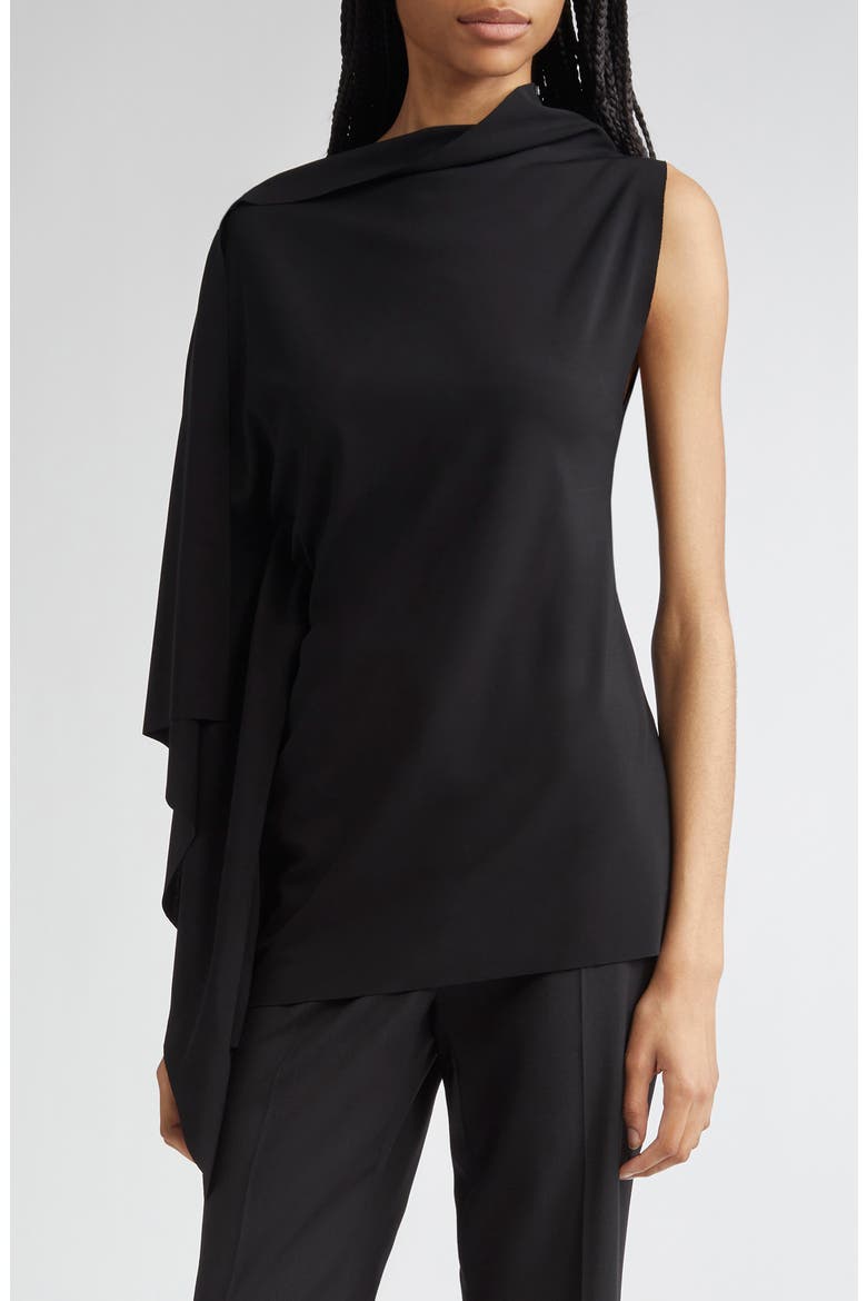 Fiorella Asymmetric Jersey Top, Main, color, BLACK