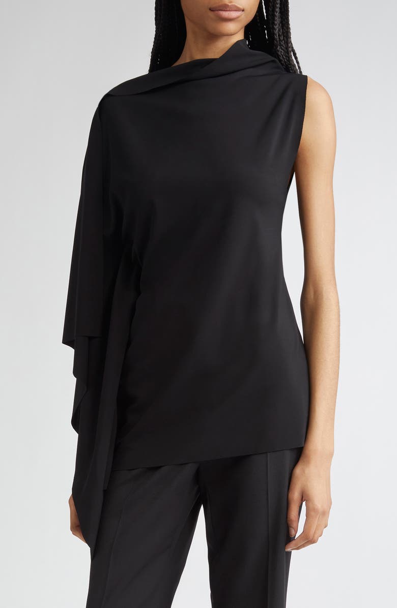 SPORTMAX Fiorella Asymmetric Jersey Top, Main, color, Black