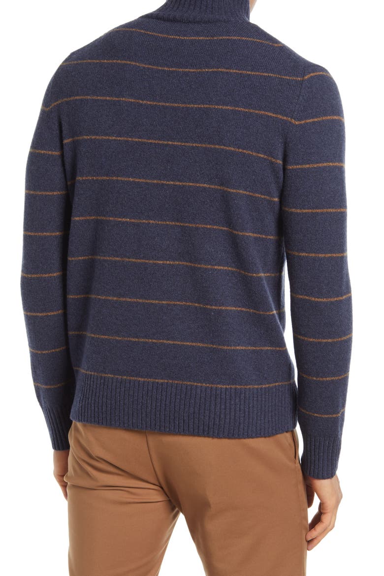 Stripe Mock Neck Wool Blend Sweater, Alternate, color, COASTAL/ BUCKHORN
