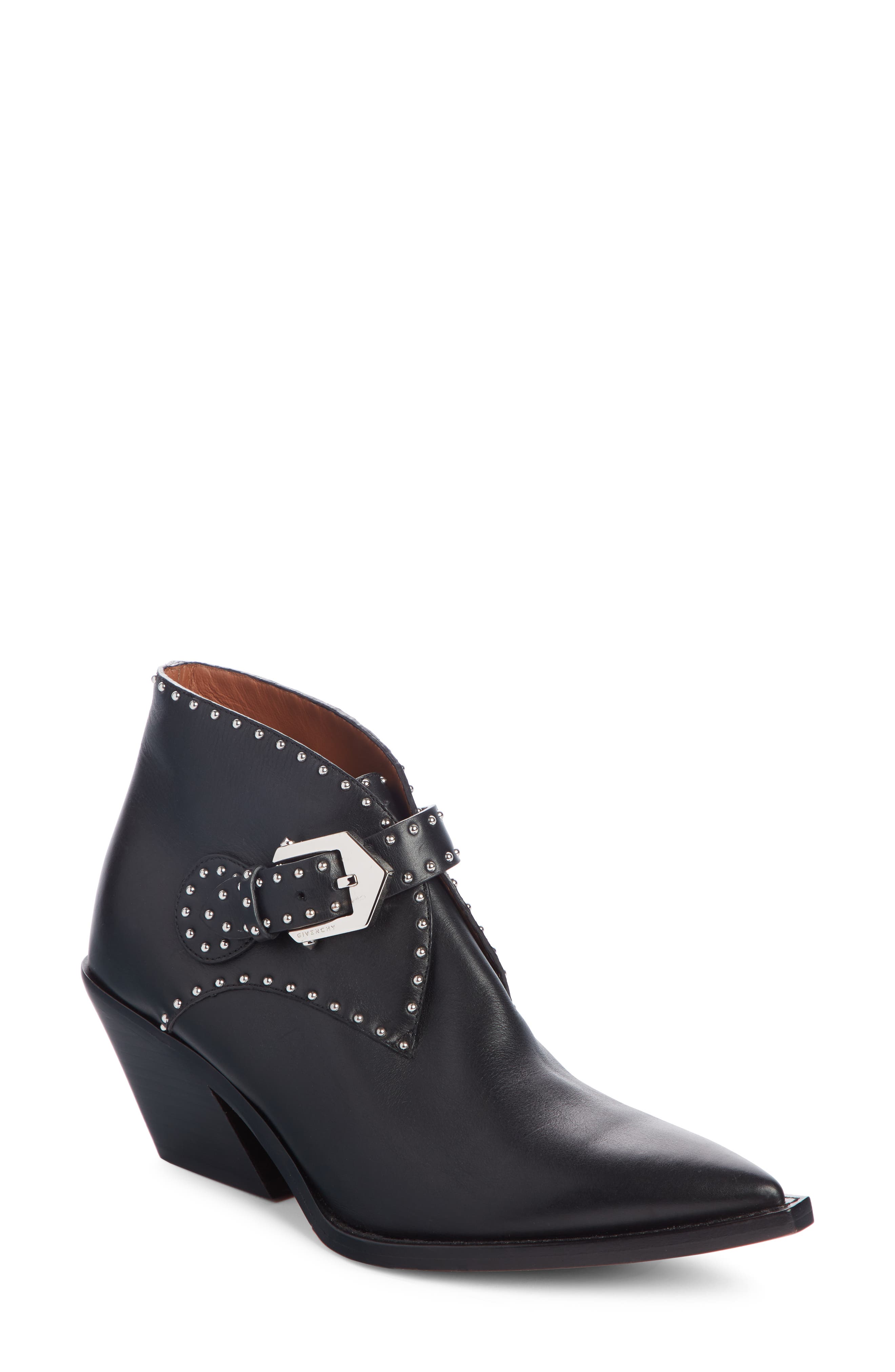 Elegant Studs Pointy Toe Boot, Main, color, BLACK