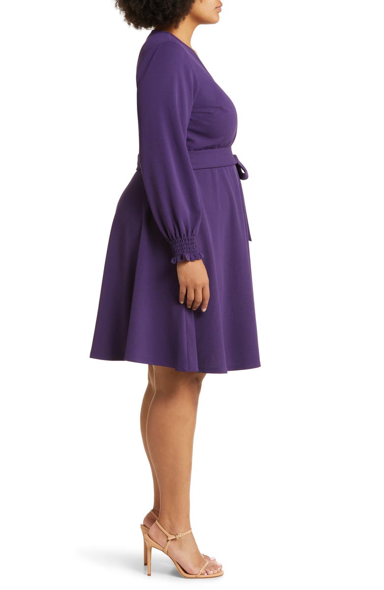 Leota Perfect Long Sleeve Faux Wrap Dress, Alternate, color, Solid Crown Jewel