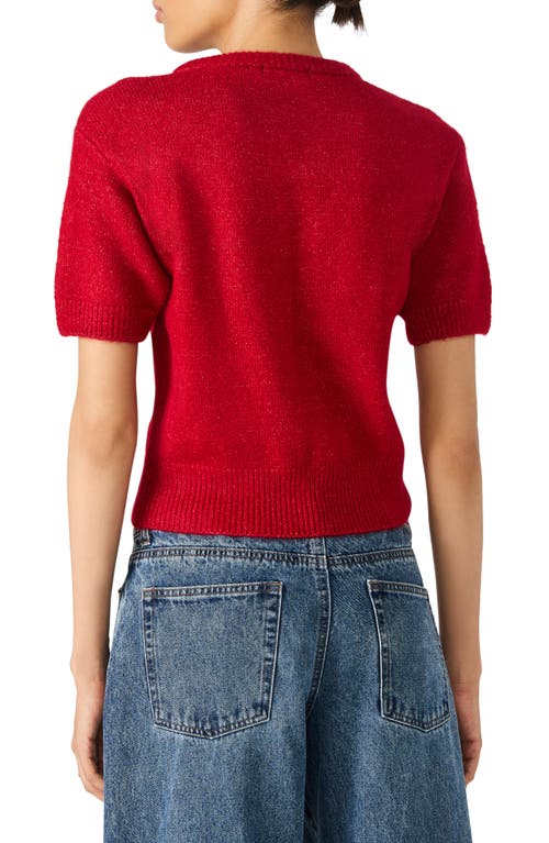 Steve Madden Sereia Tie Front Crop Cardigan In Red