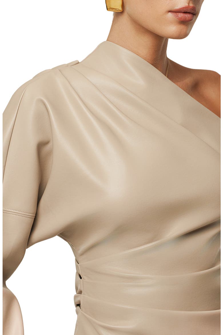 Demi One-Shoulder Faux Leather Top, Alternate, color, IVORY