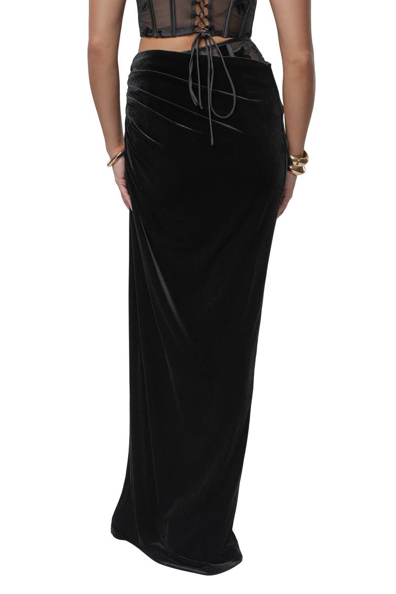 Velvet & Lace Maxi Skirt, Alternate, color, BLACK