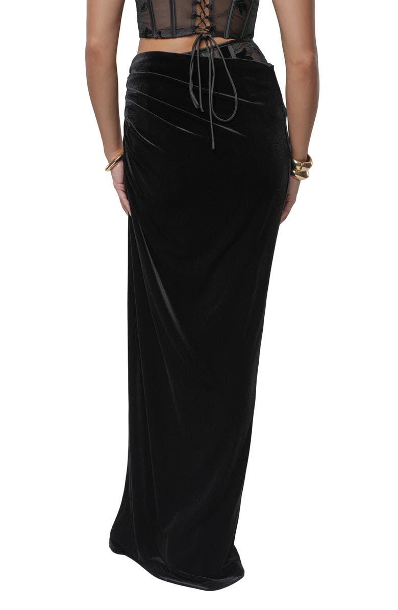 JLUXLABEL Velvet & Lace Maxi Skirt, Alternate, color, Black