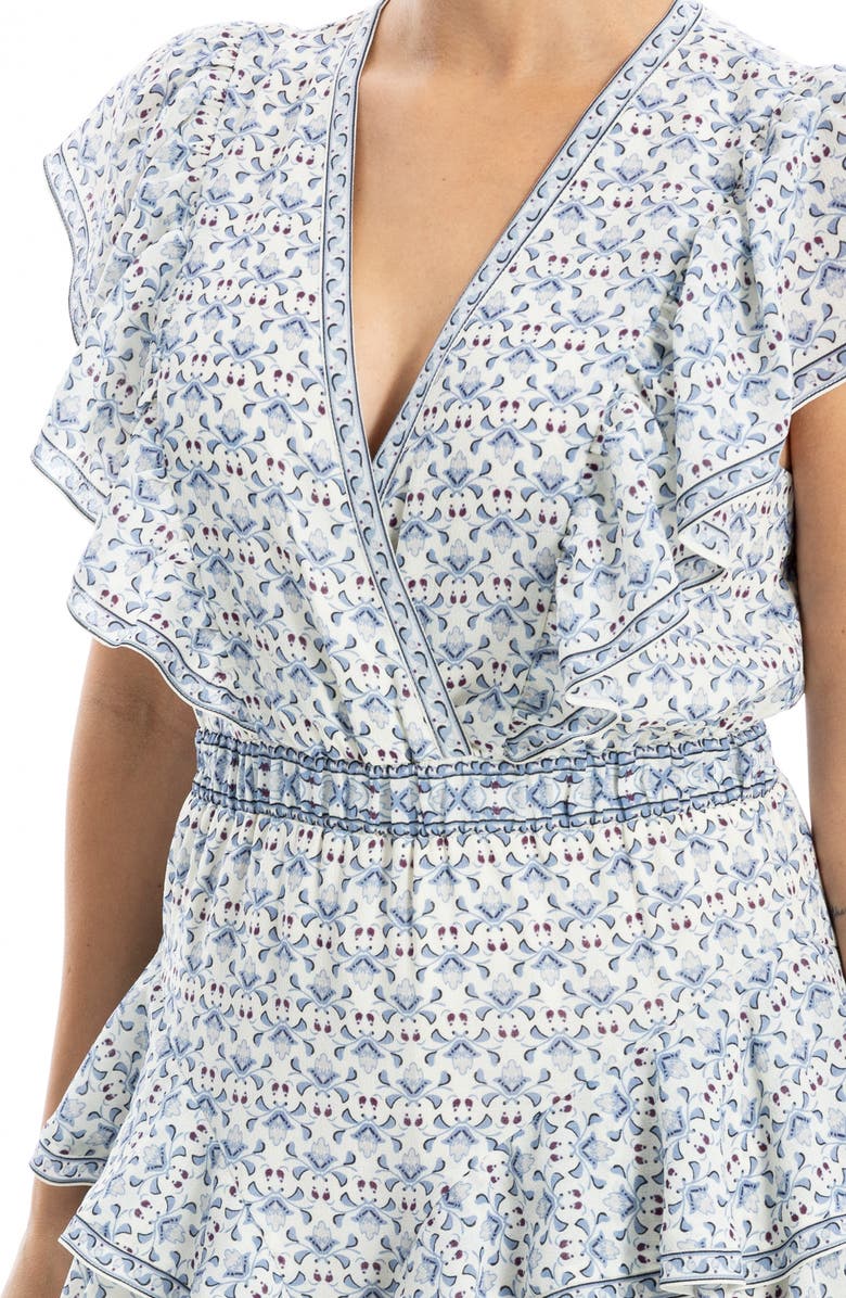 MAX STUDIO Floral Ruffle Minidress, Alternate, color, White/ Blue