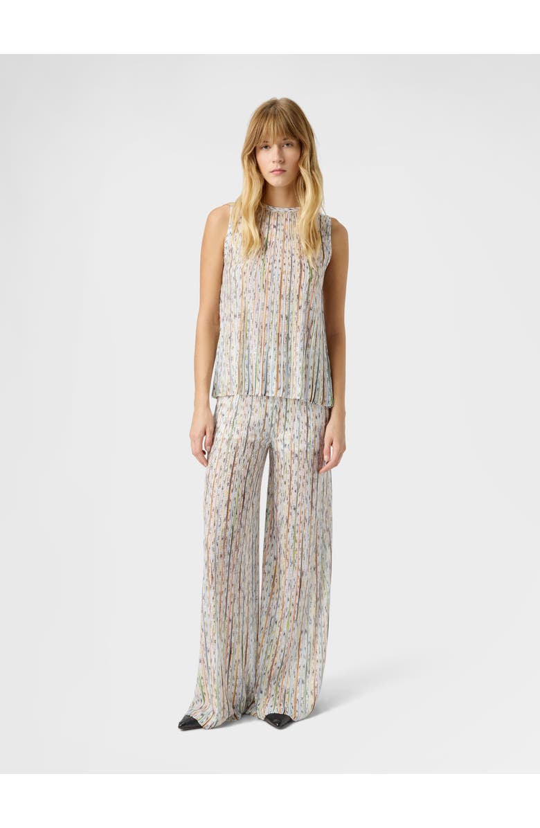 Missoni Ribbed Mixed Viscose Sleeveless Top With Sequins, Alternate, color, White & Green