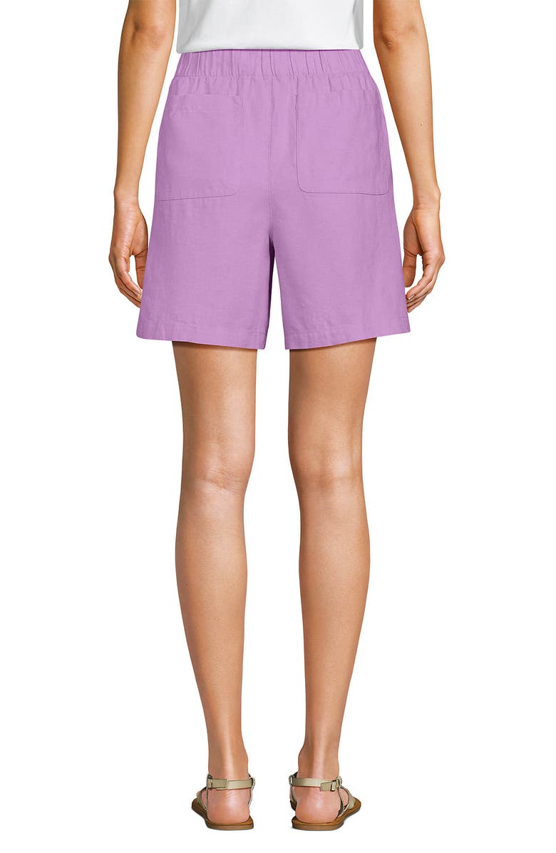 Lands' End Linen High Rise Pull On 7" Shorts, Alternate, color, Wild Lilac