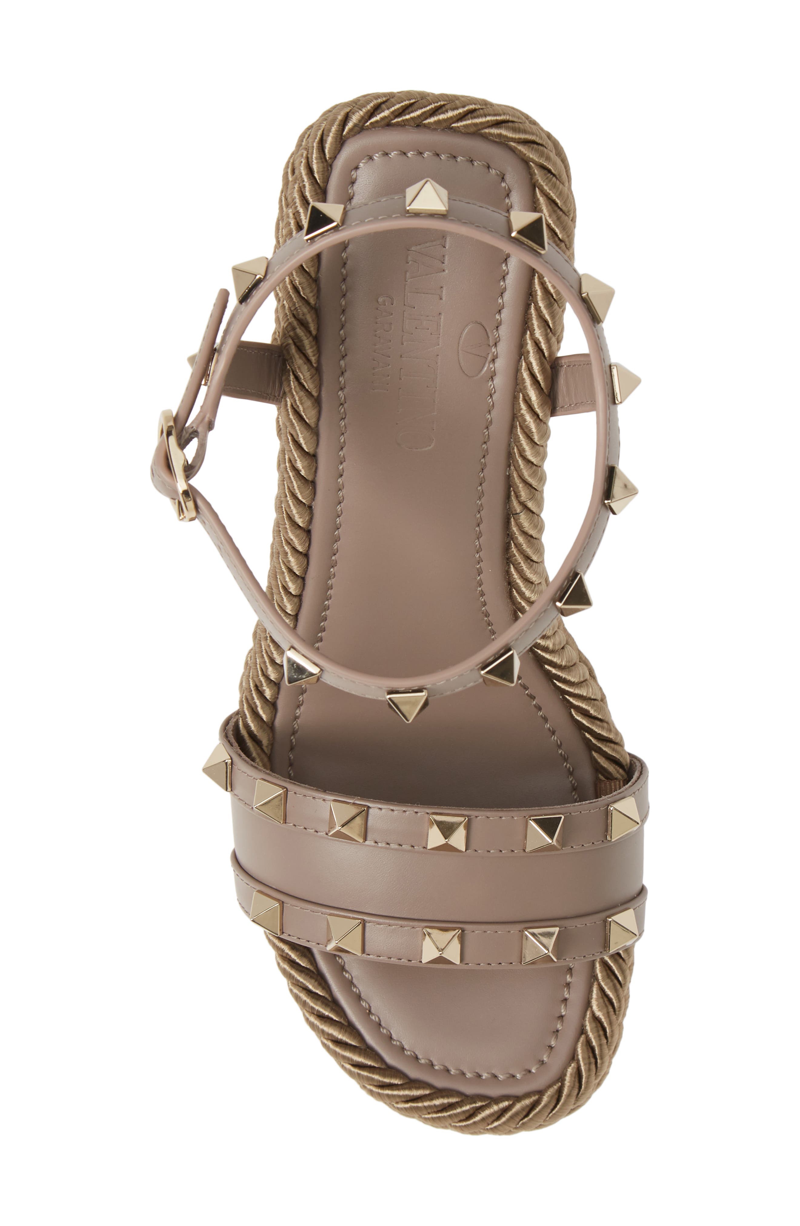 Rockstud Thorchon Espadrille Wedge Sandal, Alternate, color, TAUPE