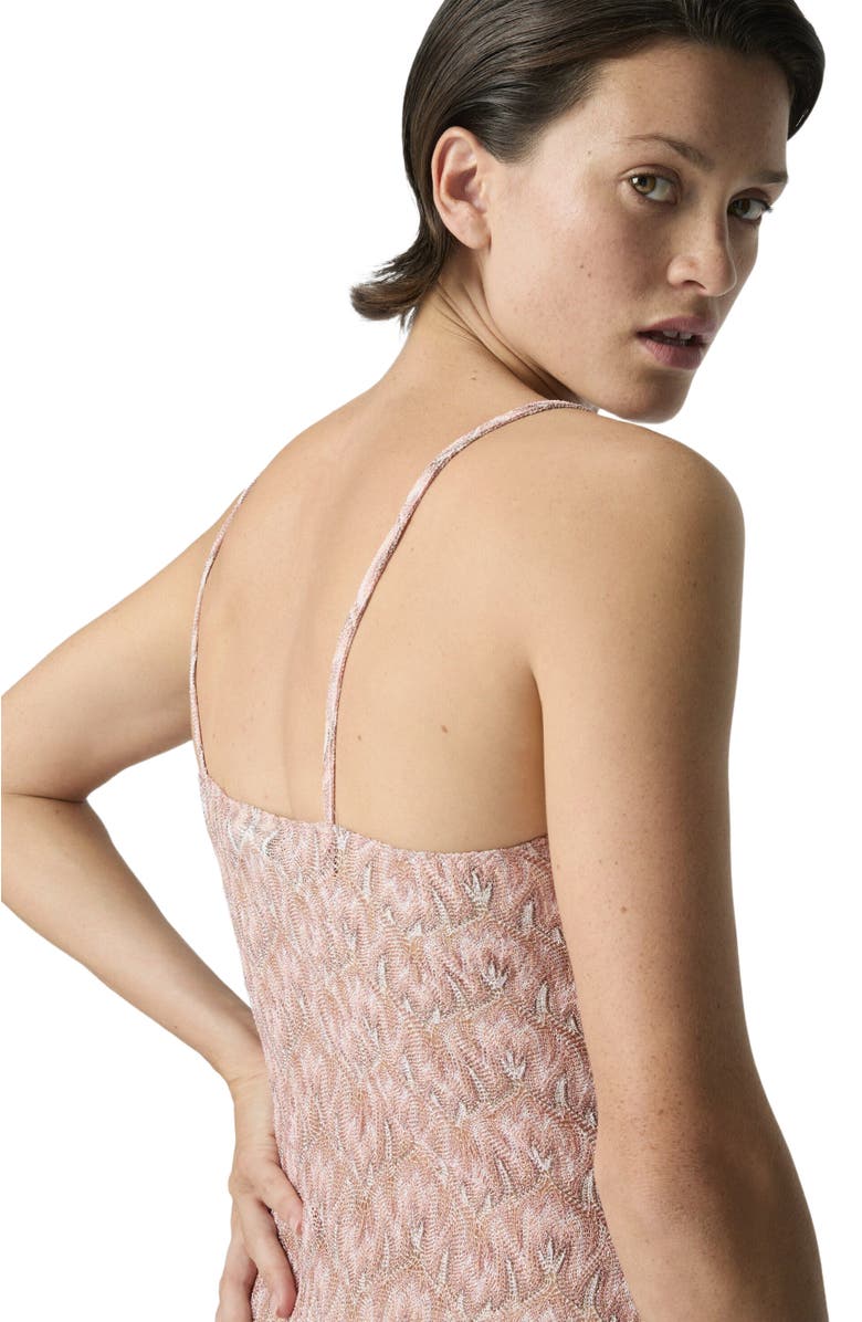 Missoni Mini Cover-up Dress In Lamé Viscose With Foliage Motif, Alternate, color, Multicoloured