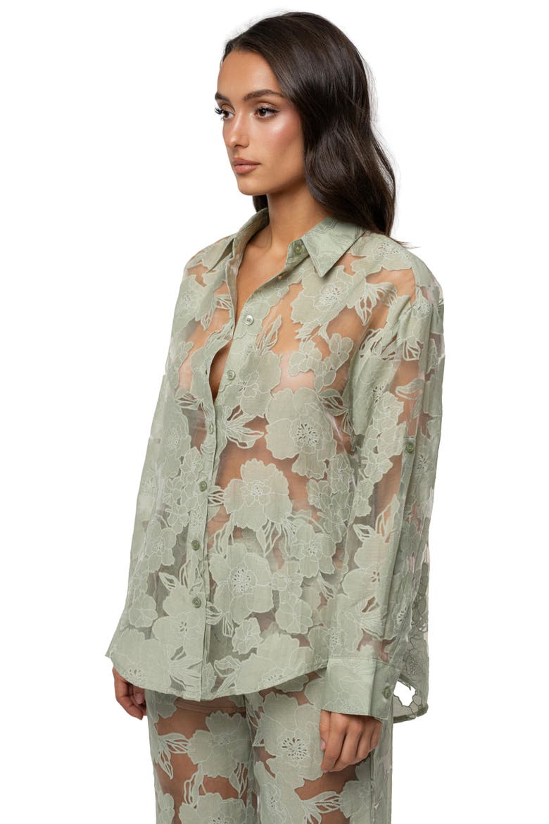 Organza Floral Blouse, Alternate, color, Sage