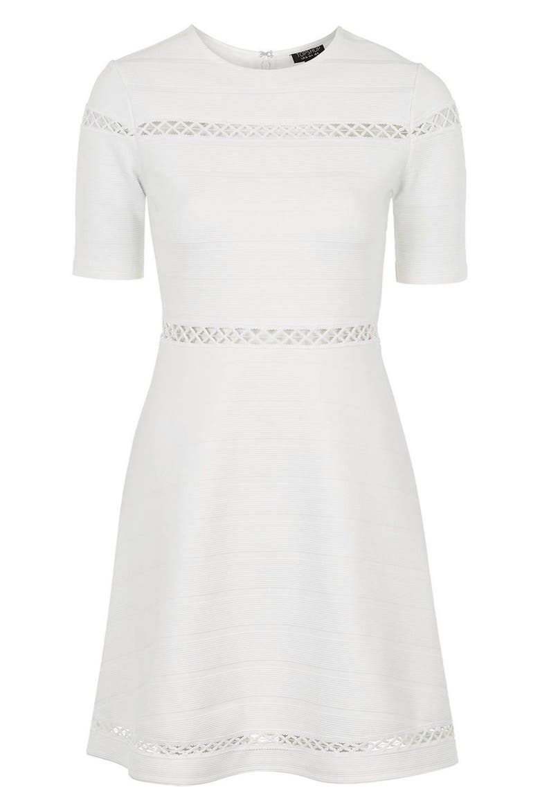 Openwork Inset Bandage Skater Dress, Alternate, color, IVORY