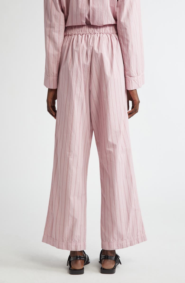 Ganni Ruffle Trim Stripe Organic Cotton Pants, Alternate, color, 