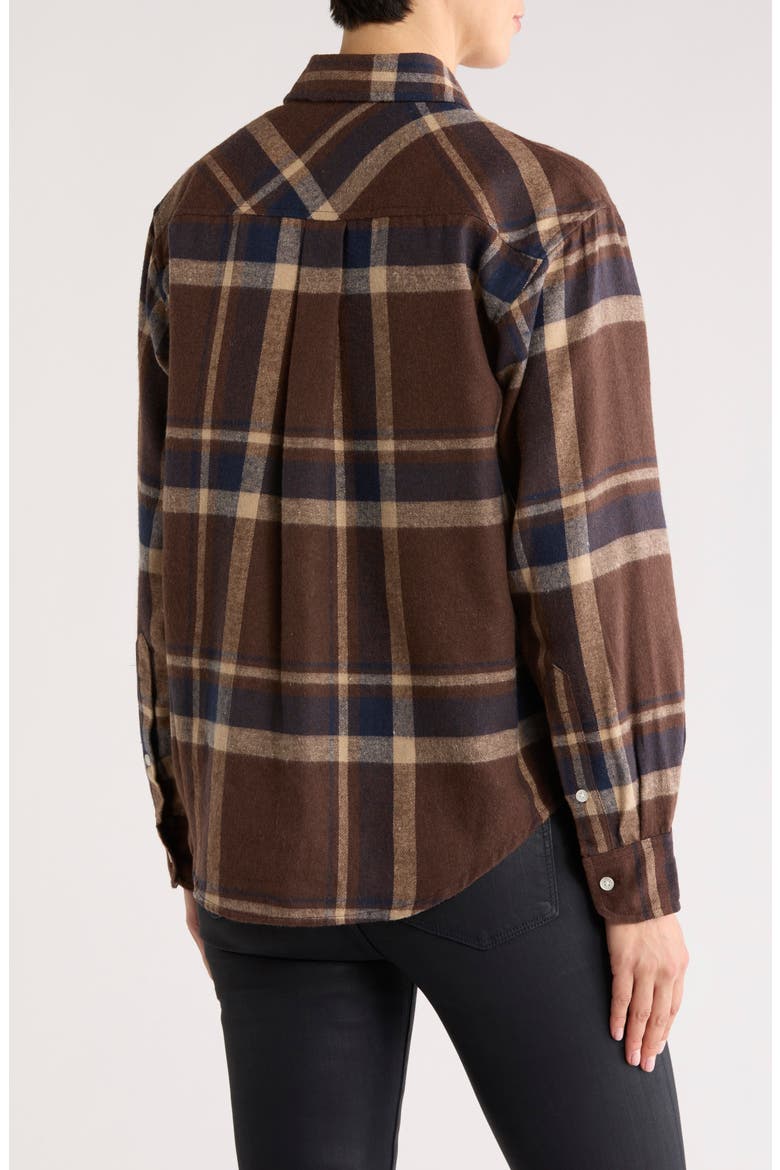 Themla Oversize Plaid Flannel Button-Up Shirt, Alternate, color, BROWN PLAID
