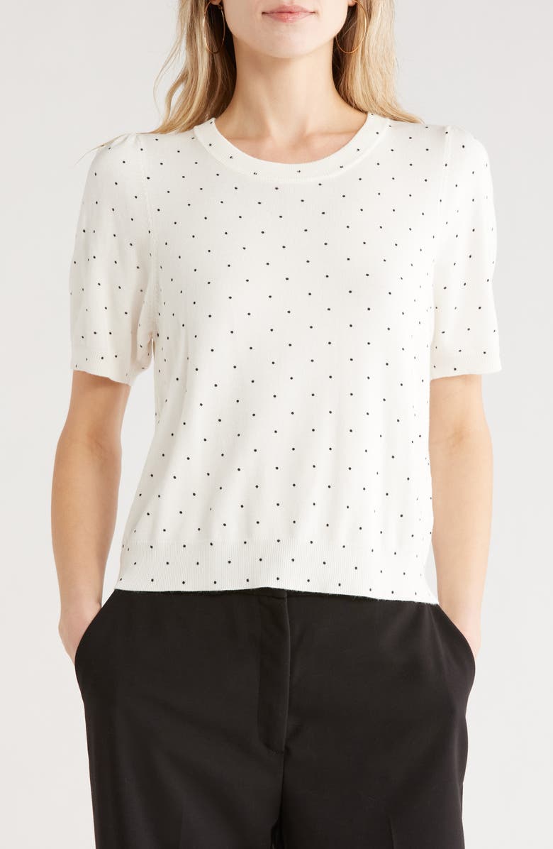 French Connection Polka Dot T-Shirt, Main, color, Cream/ Black Dots