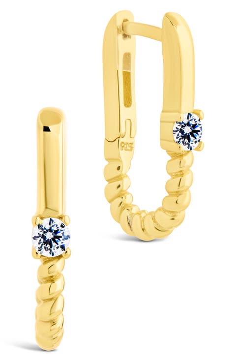 Anna Textured Cubic Zirconia Oval Hoop Earrings