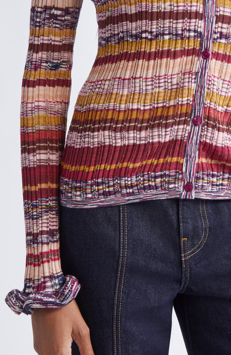 Ulla Johnson Lex Ruffle Space Dye Cardigan, Alternate, color, Prism