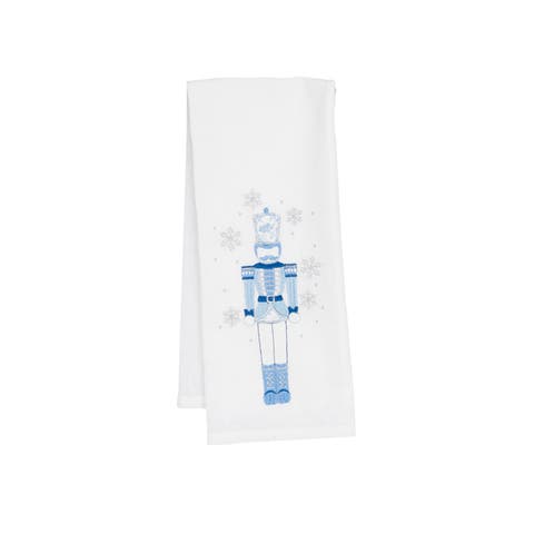Icy Nutcracker Botanical Embroidered Christmas Towel