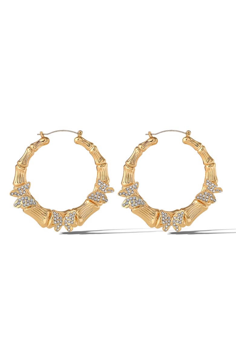 Jessica Simpson Butterfly on Hoops Earrings, Alternate, color, Gold