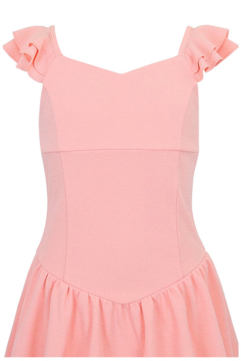 Kids' Flutter Sleeve Bubble Hem Party Dress, Alternate, color, CORAL