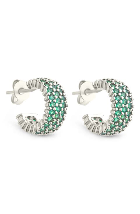 Elora Pavé Cubic Zirconia Huggie Hoop Earrings