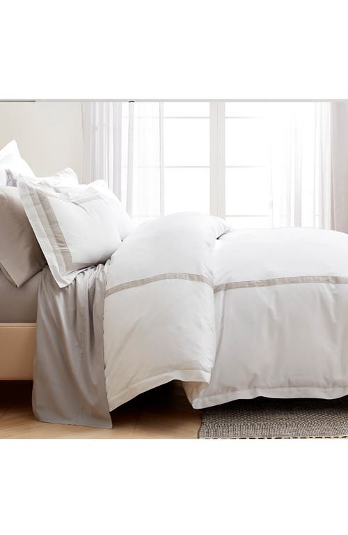 Boll & Branch Signature Hemmed Duvet Set In White/pewter