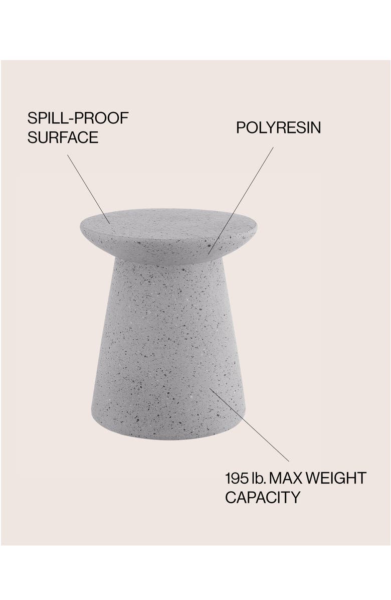 JONATHAN Y Hollie 18" Minimalist Modern Drum Indoor/Outdoor Accent Table Pedestal, Alternate, color, Gray Terrazzo