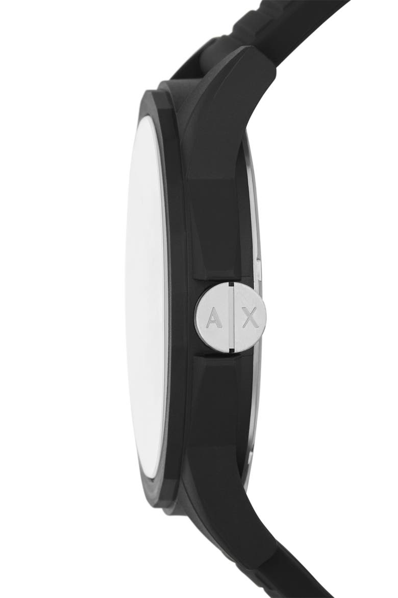Three-Hand Quartz Strap Watch, 44mm, Alternate, color, BLACK