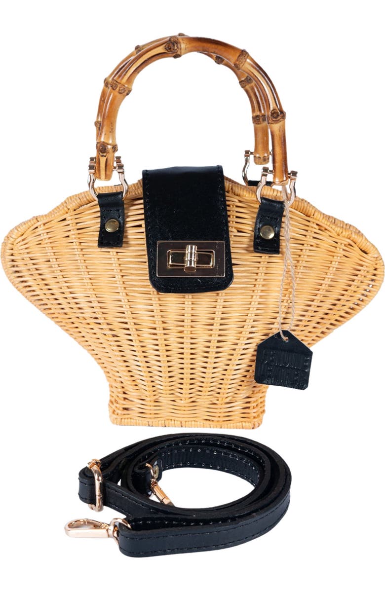 Jelavu Maree Handwoven Rattan Seashell Bag, Alternate, color, Black