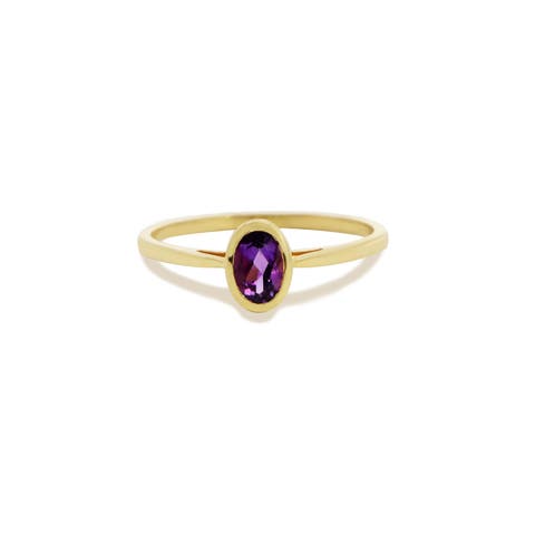 Oval Amethyst Bezel Ring