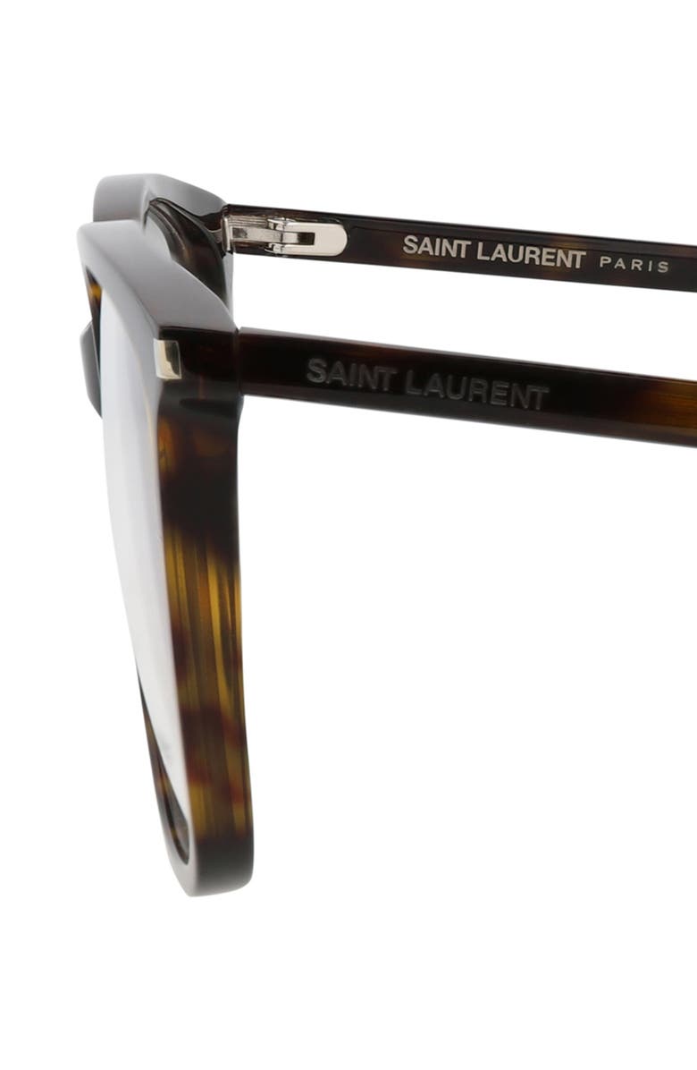 Saint Laurent 56mm Square Optical Glasses, Alternate, color, Havana Havana Transparent