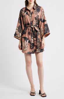 Gaia Leaf Print Mini Shirtdress