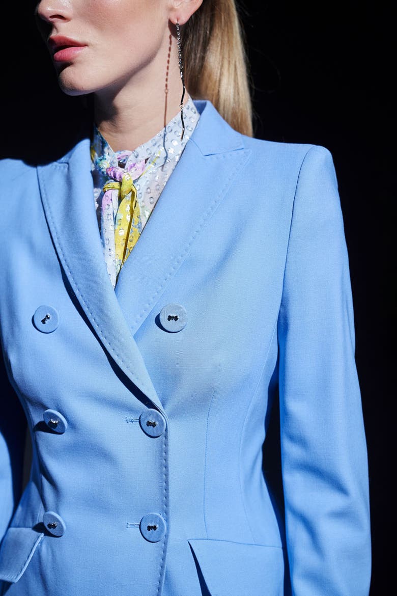Cool Wool Double Breasted Blazer, Alternate, color, Blue