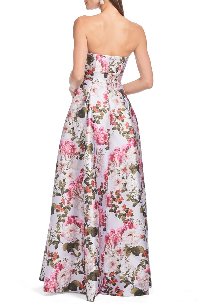 Sachin & Babi Giovanna Floral Mikado Satin Strapless Gown, Alternate, color, Perwinkle And Petals