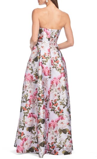 Giovanna Floral Mikado Satin Strapless Gown