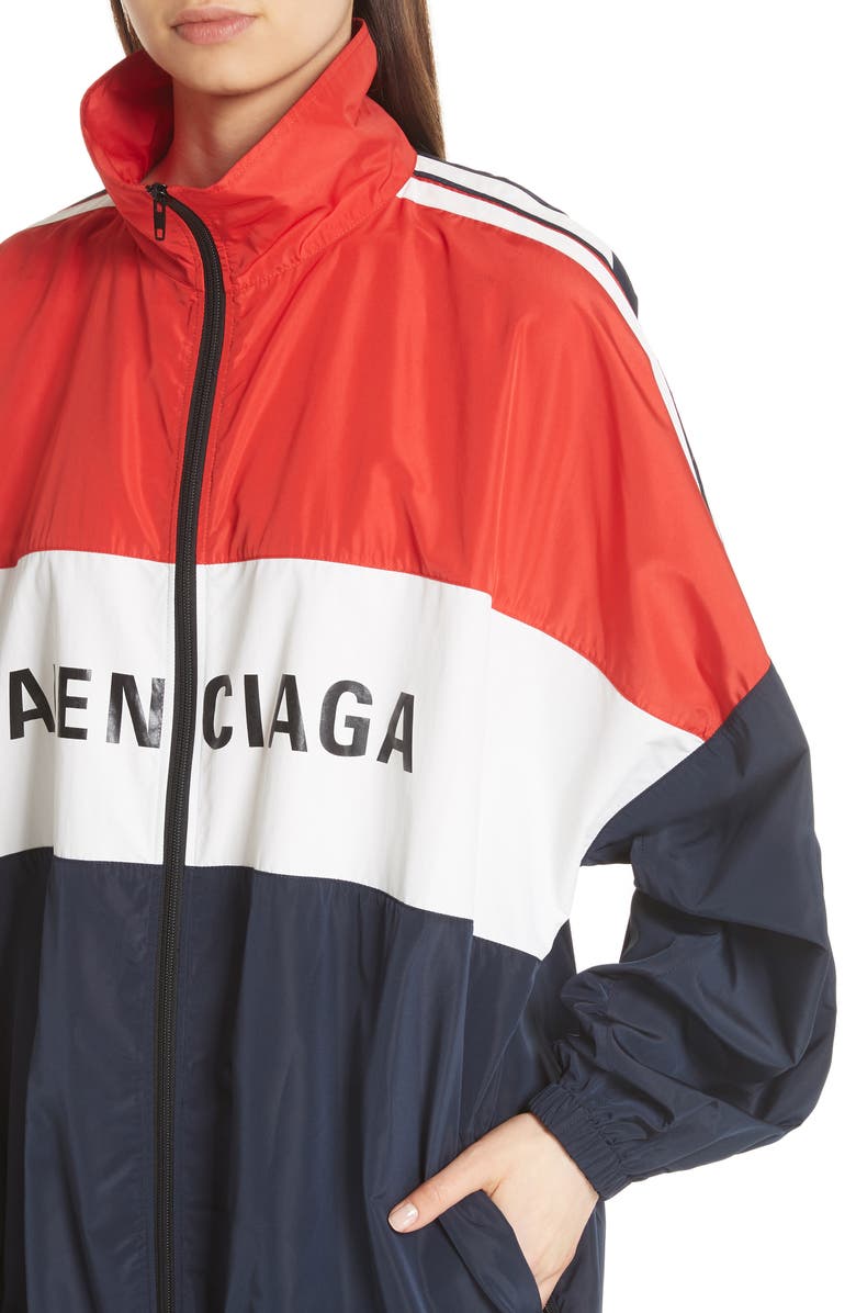 Balenciaga Logo Colorblock Windbreaker Jacket, Alternate, color,
