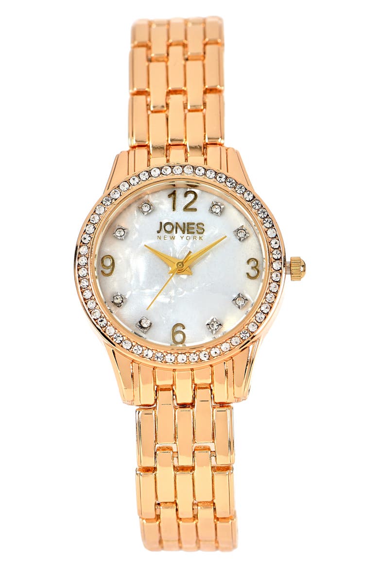 Crystal Chain Bracelets & Mother-of-Pearl Bracelet Watch, 30mm, Main, color, GOLD