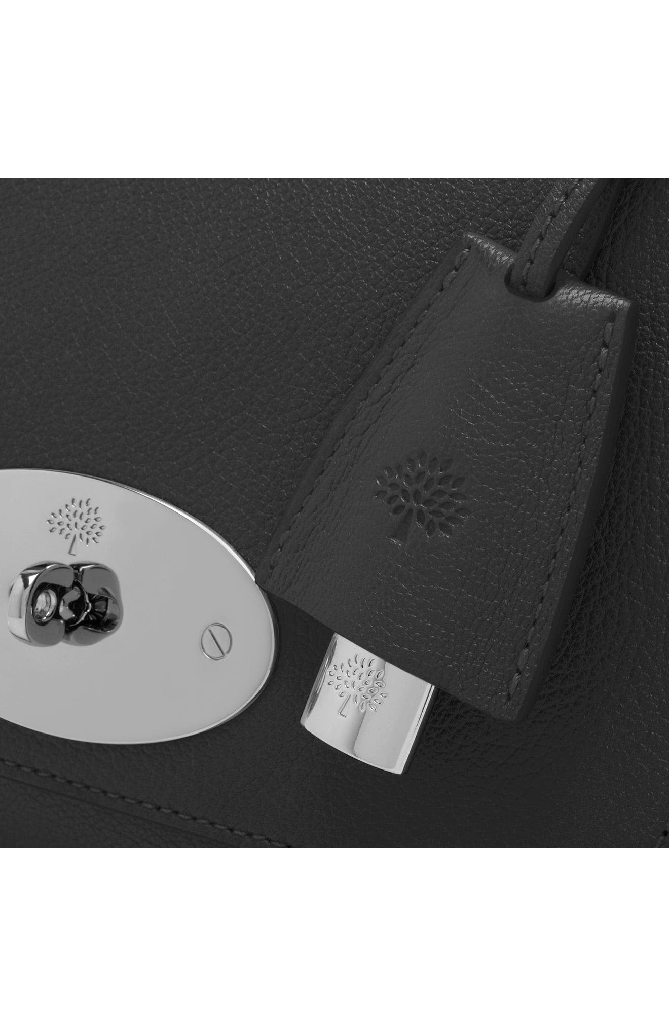 Mulberry Lily Leather Satchel, Alternate, color, Black / Silver