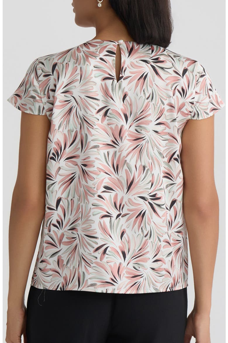 Pleated Neck Fan Print Top, Alternate, color, TEAROSE MULTI