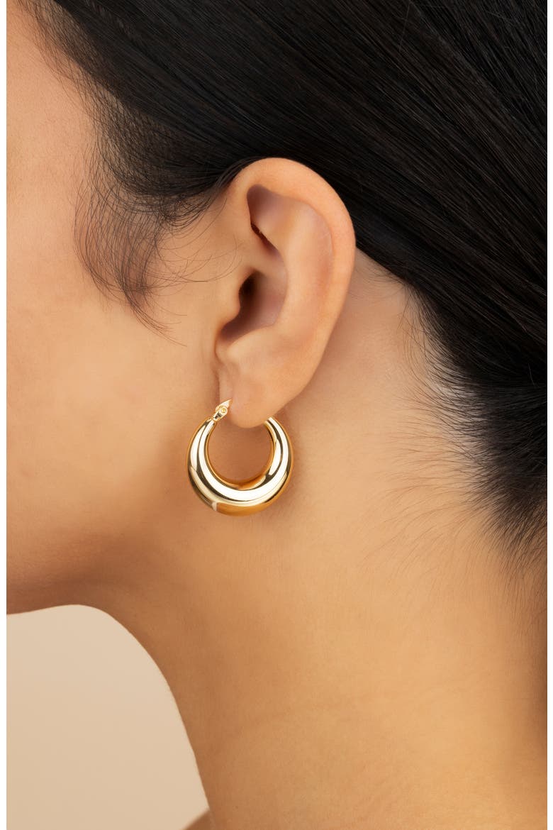 14K Gold Vermeil Graduated Tube Hoop Earrings, Alternate, color, GOLD
