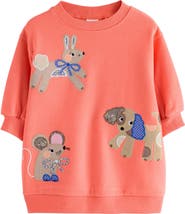 NEXT Kids' Character Appliqué Long Sleeve Cotton Blend Sweatshirt Dress
