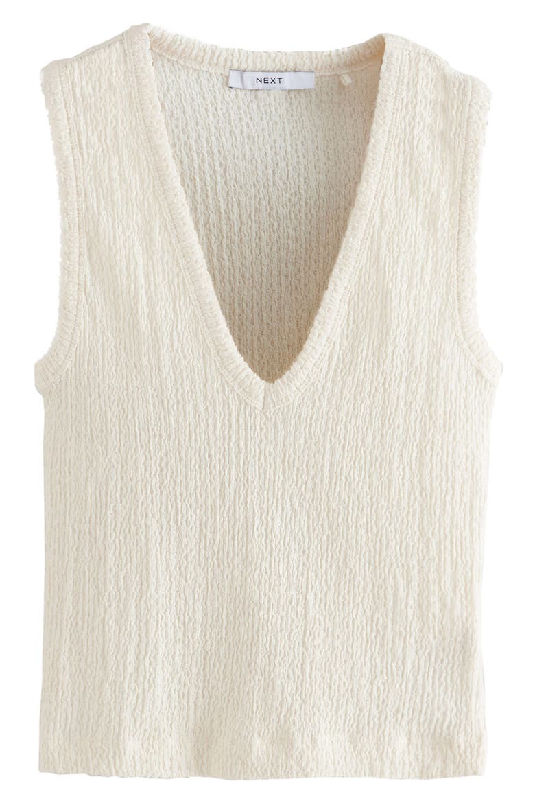 Textured V-Neck Sleeveless Knit Top, Alternate, color, NEUTRAL
